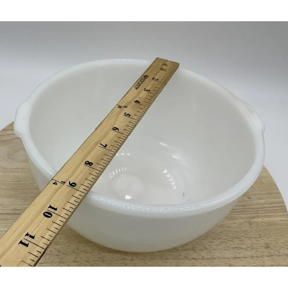 Glasbake 38CG White Milk Glass 4-Quart‎ Mixing Bowl for Sunbeam Mixers VTG USA